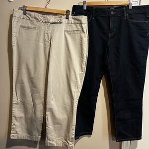 Khaki and Jean Cropped Pants